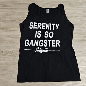 Women’s Black & White Serenity Is So Gangstar Tank Top - Sz XL